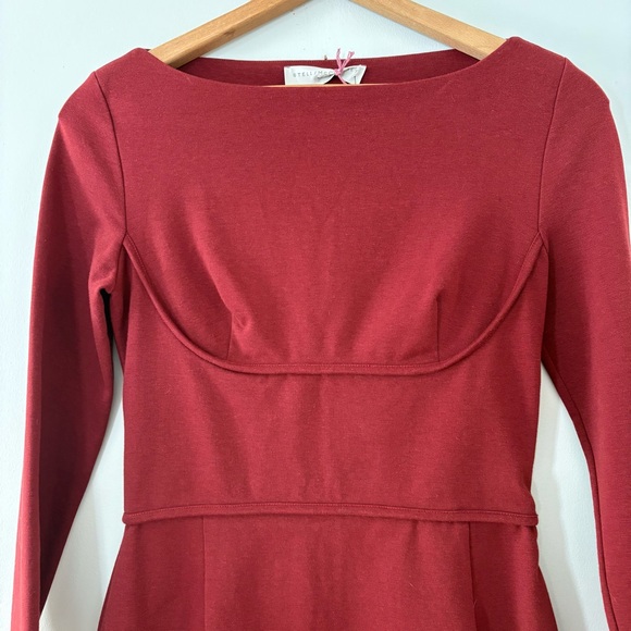 Stella McCartney Burgundy Long Sleeve Sheath Dress Minimalist Designer Sz 44(12) - Picture 10 of 14